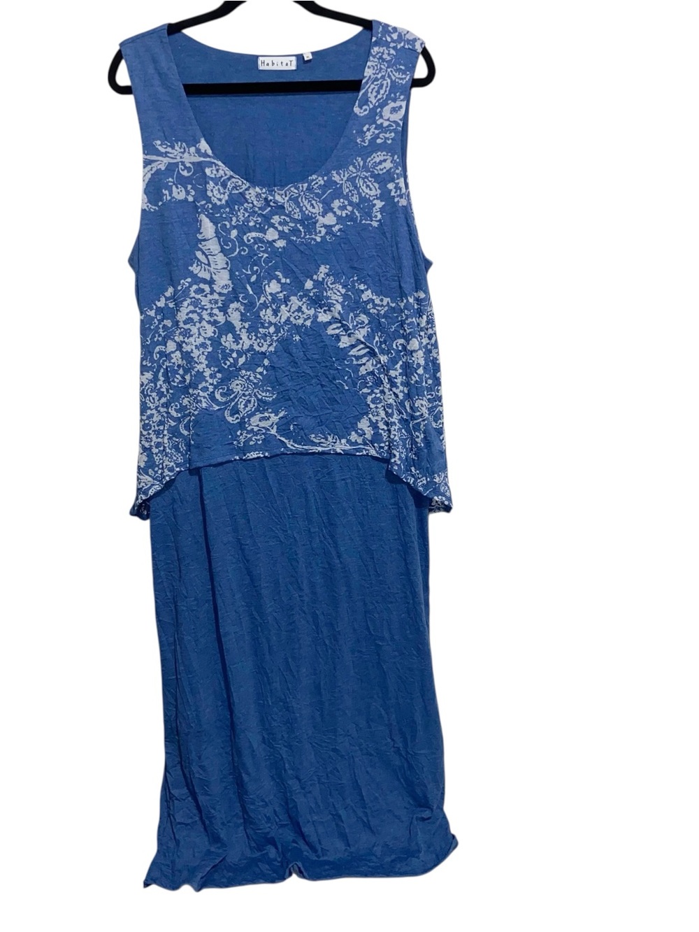 Habitat Dress Womens XL Crinkle Floral Layered Maxi Coastal Lagenlook Boho Artsy